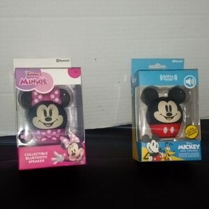 Bitty Boomers Minnie & Mickey Mouse Bluetooth Speakers Collectible Set of Two